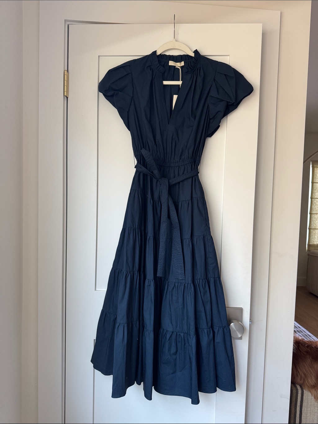 Ulla Johnson Navy Tiered Maxi Dress With Waist Tie